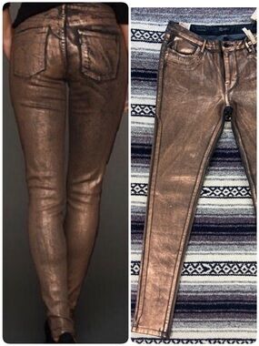 NWT New Levi's Metallic Coated Copper Bronze Legging Skinny Jeans Stretch Sz 31